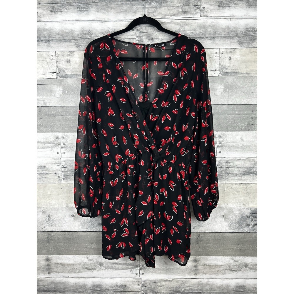 Express Women's Large Long Sleeve Floral Faux Wrap Dress